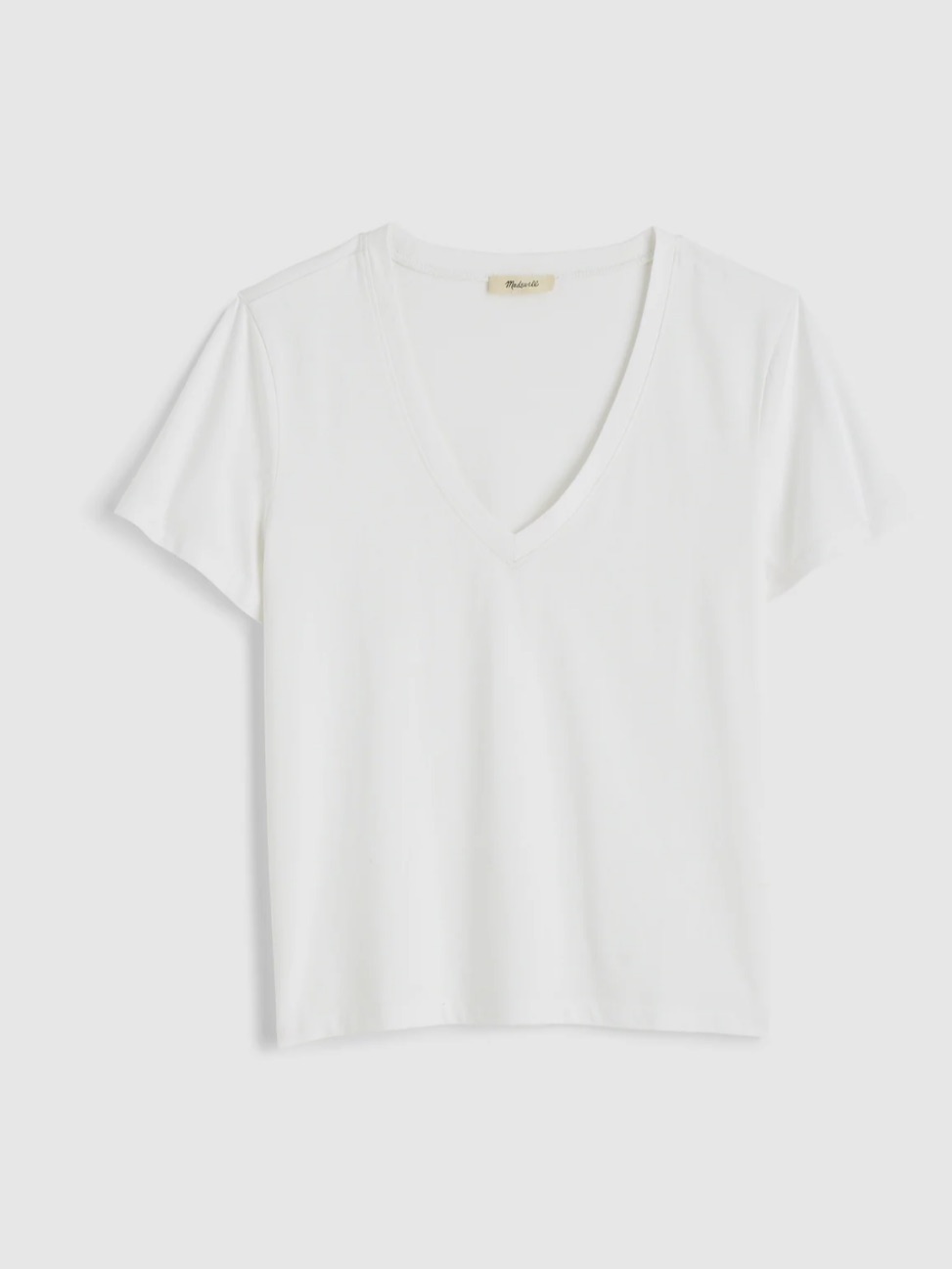 Madewell White V-Neck Short Sleeve Tee